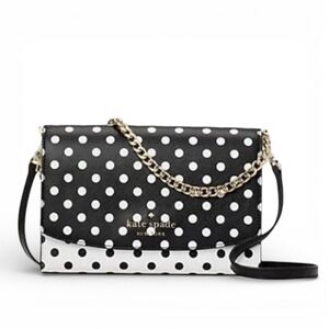 Kate Spade Carson Dot Dot Dot Convertible Crossbody Black White NWT